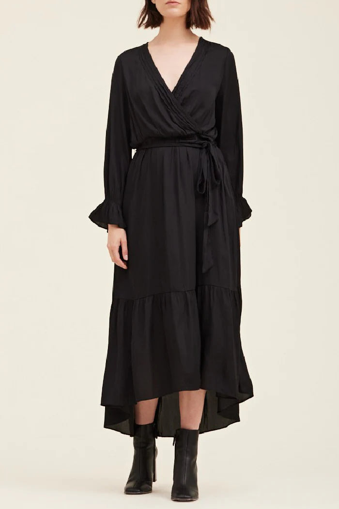 knee length dresses for ladies Solid Satin Midi Dress – Starr Boutique