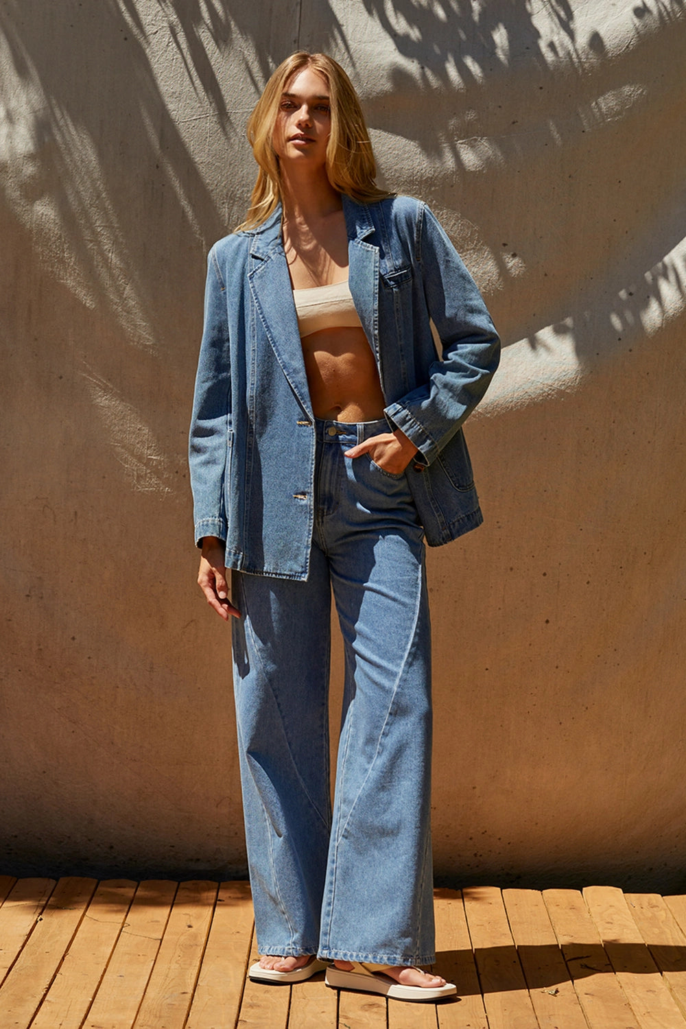 ジャケット DOUBLE-BREASTED DENIM BLAZER Brandi Double Breasted Denim Blazer Jacket – Starr Boutique