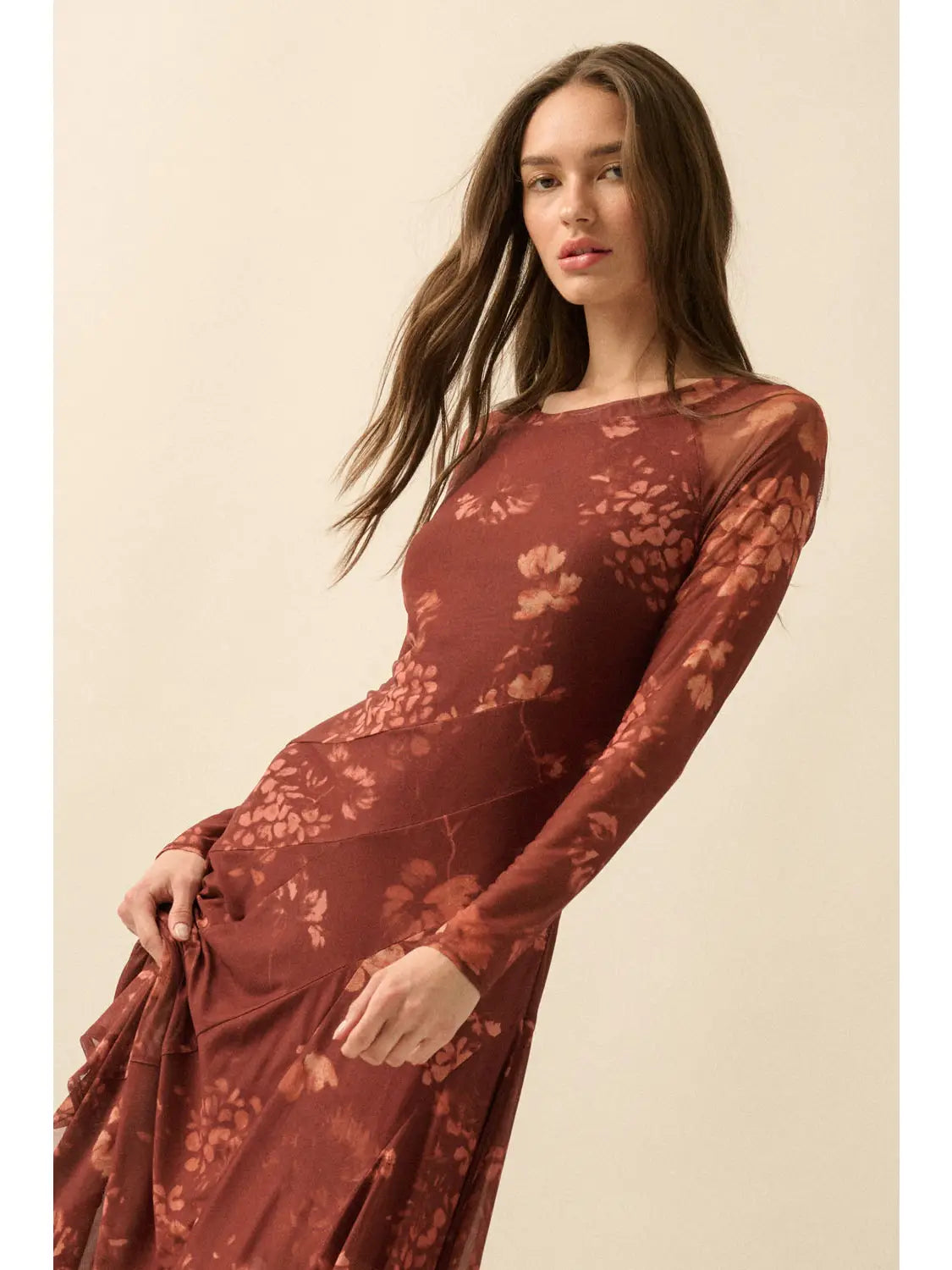 Avril Floral Mesh Asymmetrical Dress Medium Avril Floral Mesh Asymmetrical Dress Medium