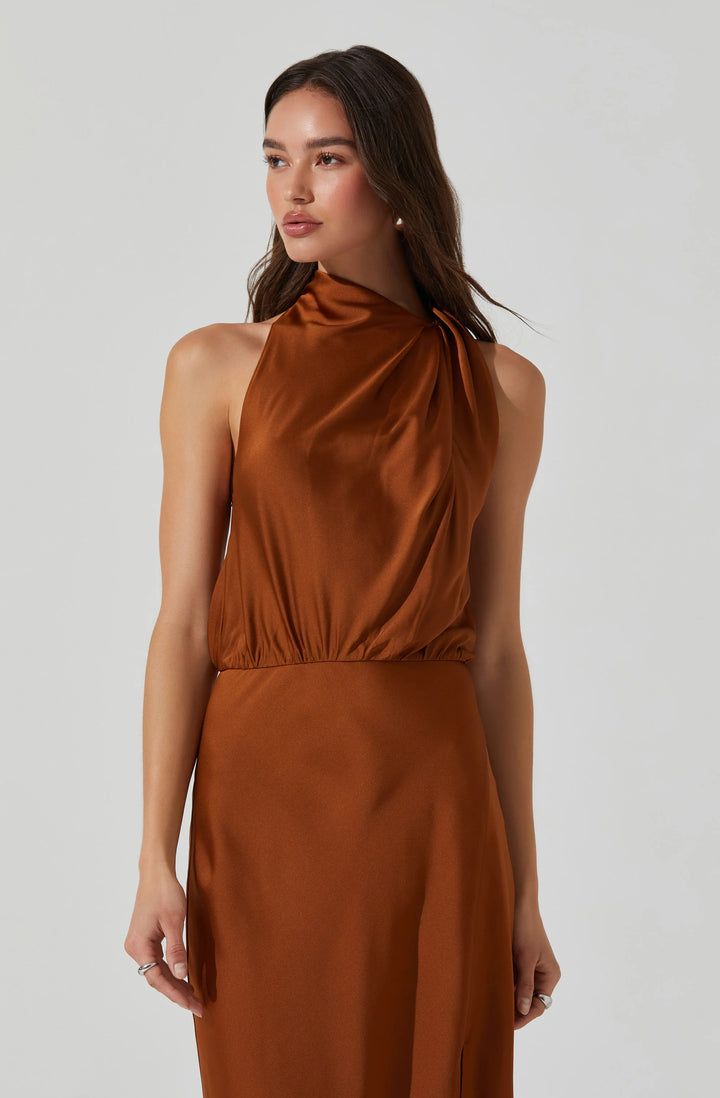 jelyn satin midi dress Jelyn Satin Midi Dress – Starr Boutique